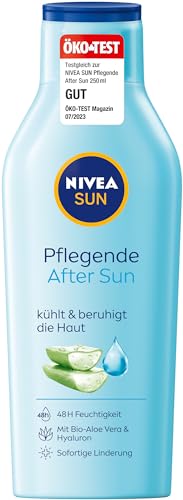 NIVEA SUN Pflegende After Sun Lotion (400 ml), Lotion mit hautberuhigender Wirkung nach dem Sonnenbad mit Bio-Aloe Vera und Hyaluron für 48h Feuchtigkeit
