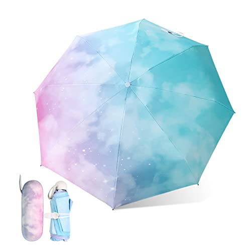 Cozlly Taschenschirme, 8 Rippen Faltbarer Mini Regenschirm mit Kapselhülle, Sonne UV Schutz Regenschirm, Kompakter Regenschirm Winddicht Stark, Regenschirm für Mädchen Damen und Kinder Reise