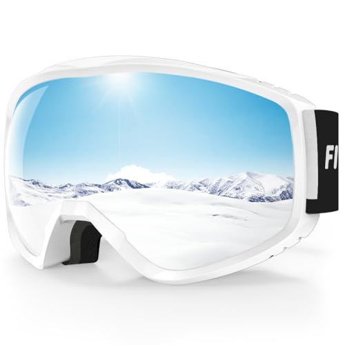 Findway Skibrille Erwachsene für Herren Damen, Snowboardbrille für Brillenträger, OTG UV-Schutz Kompatibler Helm Anti Fog Skibrillen, Silber Sphärisch Verspiegelt
