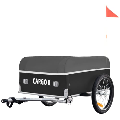 Tiggo Cargo II Fahrrad Lastenanhänger mit 130 Liter Volumen Klappbar Fahrradanhänger Transportanhänger (Grau)