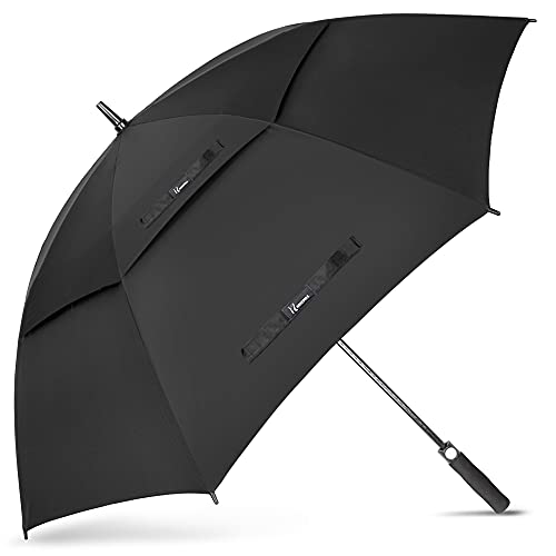 NINEMAX Regenschirm Groß Sturmfest,Golf Stockschirm XL Automatik Auf,62 Inch Regenschirm für Herren Damen,Doppelt üBerdachung BelüFtet(Schwarz)