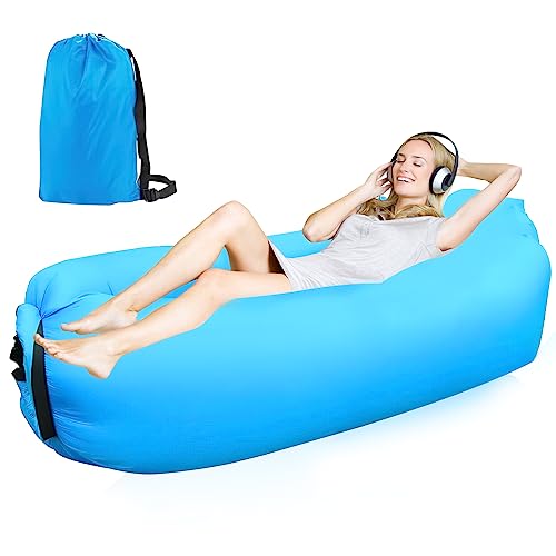 FainFun Inflatable Beach Sofa, 200 * 70cm Sofa Aufblasbar Outdoor Camping, Luftsofa, Aufblasbare Couch Sofa Camping, Camping Sofa Aufblasbar, Mit dem Portable Package, Blau