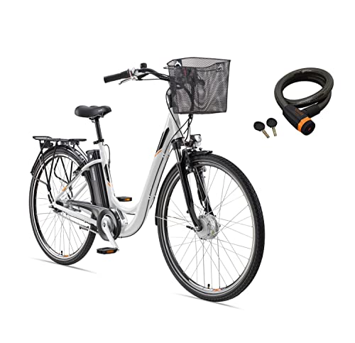 TELEFUNKEN E-Bike Damen 28 Zoll Elektrofahrrad - 7-Gang Shimano Nabenschaltung mit Rücktritt, Pedelec Citybike Alu mit Fahrradkorb, Frontmotor 250W /10,4Ah / 36V Sitzrohrakku, RC840 Multitalent