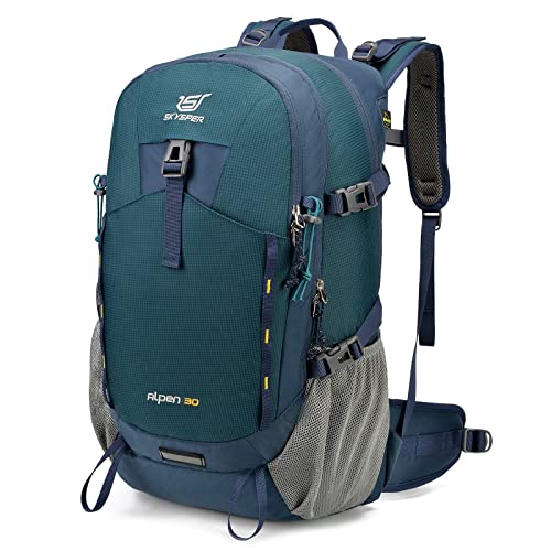 SKYSPER Wanderrucksack 30L Trekkingrucksack Wasserfest mit Rückenbelüftung und Netzrücken Tagesausflüge mit Hüftgurt für Outdoor Daypack