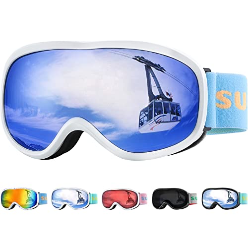 Supertrip Skibrille Kinder, Anti-Fog 5-15 Jahre Kinder Skibrille UV-Schutz, Kids Snowboardbrille für Jungen Mädchen Teenager für Outdoor Aktivitäten Windschutz Schlagfest Helm kompatibel...
