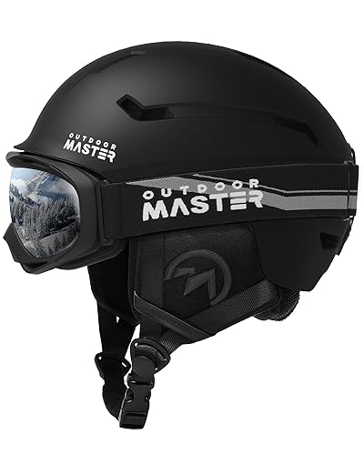 OutdoorMaster Skihelm-Set, Snowboard-Helm mit Brille für Erwachsene - 12 Belüftungsöffnungen - Skihelme für Männer, Frauen und Jugendliche
