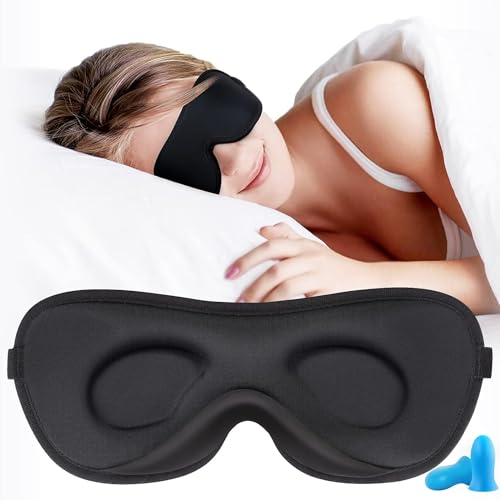 Boniesun 2024 3D Schlafmaske für Seitenschläfer, Verdunklungs-Augenmaske für Männer und Frauen, Ultradünne Design, Angenehm und atmungsaktiv zu tragen