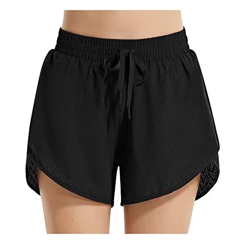 BALEAF Badeshorts Damen UPF50+ Badehose Schnell Trocknende Boardshorts UV Schutz Bikini Shorts mit Tasche Schwimmhose mit Mesh Schwarz XL
