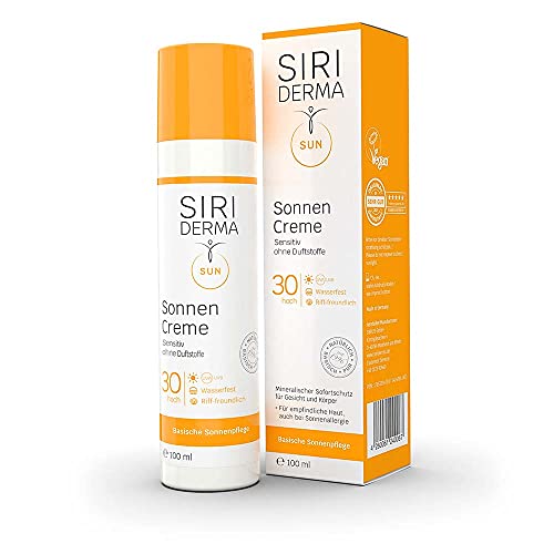 SIRIDERMA Sonnencreme | LSF30 | Mineralischer Sofortschutz für sensible Haut | Basisch, natürlich und hochverträglich | Ohne Nanopartikel (ohne Duft) (100 ml)
