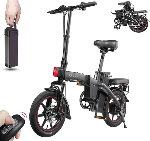 DYU Elektrofahrrad,14 Zoll E-Bike Klappbar mit LED-Display,Tragbares E-Bike mit Kabelloser Schlüssel,48V 7.5Ah Abnehmbarer Akku,Falt-Pedelec mit...