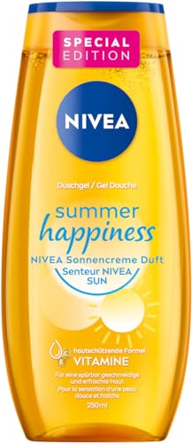 NIVEA Summer Happiness Pflegedusche (250 ml), pH-hautneutrales Duschgel mit Vitamin C & E feuchtigkeitsspendendes Duschbad mit dem klassischen NIVEA Sonnencreme Duft