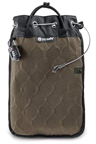 Pacsafe Travelsafe 5L - Mobiler Safe mit TSA-Zahlen Schloß, Trage-Tasche mit Anti-Diebstahl Technologie, 5 Liter Volumen, Beige/Sand