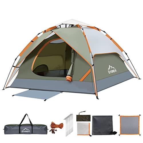 Gysrevi Camping Zelt Quick Up Kuppelzelte Wurfzelt Wasserdicht Winddicht Dome Tent 3-4 Zelt Personen für Camping Outdoor Trekking