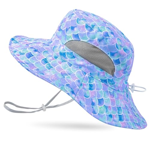 MHJY Hut Sommer Mädchen Sonnenhut Kinder Sonnenmütze Einhorn Anglerhut UV Schutz Mütze Kappe mit Breiter Krempe und Verstellbaren Bändern für 2-8 Jahre