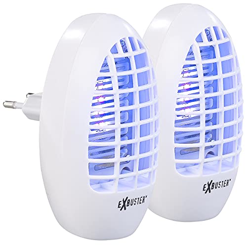 Exbuster Mückenstecker: 2er Set Steckdosen-Insektenvernichter mit UV-Licht, für Räume bis 20m² (Blaulicht Stechmücken Stecker, Blaulicht gegen Mücken, Insektenvernichtung)
