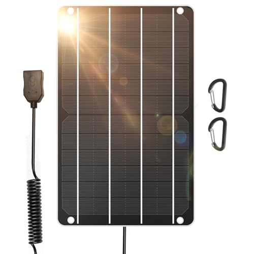 FlexSolar Solar Ladegerät USB 6W 5V Hochleistungs-monokristallines Modul, wasserdichtes Solarladegerät, geeignet für Sicherheit Batteriekamera Fahrräder, Mobiltelefone, Powerbank,...