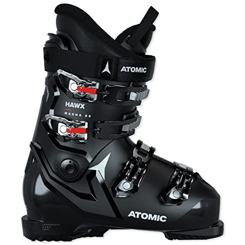 ATOMIC Hawx Magna 80 Skischuhe - Größe 27/27.5 - Alpin-Skischuh für Erwachsene in Schwarz/Weiß/Rot - 102mm breite Passform - Stabile Prolite Konstruktion - Memory Fit für präzisen Sitz