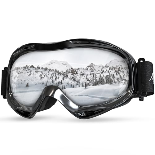 KTEBO Skibrille Herren Damen, UV-Schutz Snowboard brille Anti-Beschlag, Skibrille Verspiegelt für brillenträger - Silberbrille