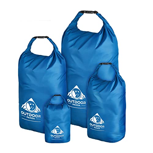 Outdoor Panda Dry Bag Set| wasserdichter Seesack für Kajak, Kanu, Boot, Strand, Angeln, Rafting, Surfen, Fahrrad, Wandern, Outdoor, Camping | Blau | Set (inkl. 2L, 5L, 10L & 15L), Puffer bag