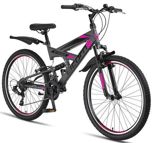 Licorne Bike STRONG V PREMIUM Mountainbike in 26 Zoll - Fahrrad für Jungen, Mädchen, Damen und Herren - 21 Gang-Schaltung - Vollfederung