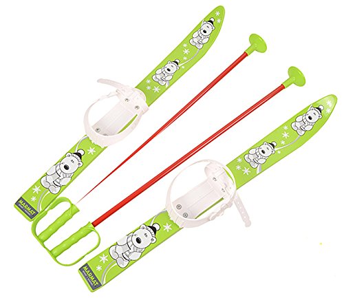 MARMAT SKI Skier Kinder BINDUNG + Stöcken Kinder-SKI Kunststoff 6 Farben 65 cm (Grün)