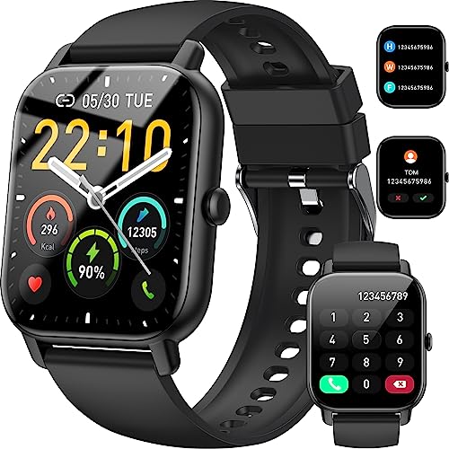 Smartwatch für Damen Herren, 1,85 Zoll Touchscreen Smart Watch mit Bluetooth Anrufe, IP68 Wasserdicht Fitnessuhr mit Herzfrequenzmonitor Schlafmonitor Schrittzähler, Sportuhr für iOS Android,...