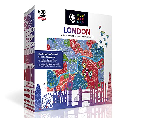 PuzzleMap London Puzzle Stadtplan | 500 Teile | Geschenk für Erwachsene & Kinder ab 14 Jahren | 68x48cm Motivgröße | Reiseführer, Souvenir