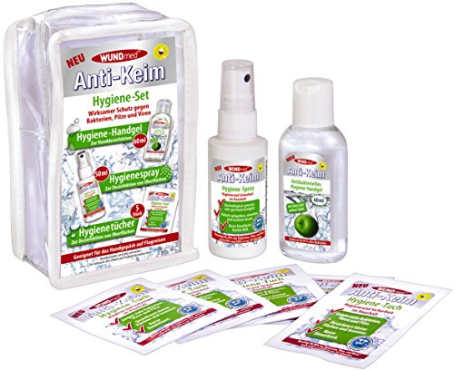 Desinfektions-Set | sehr gute Hautverträglichkeit | Desinfektionsspray 50ml, Desinfektionsgel 60ml, 5x Desinfektionstücher | Für Unterwegs & Flugreisen
