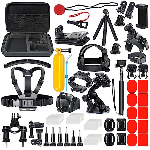 DIKER 70 in 1 Zubehör Set Action Cam, Accessory Kit für GoPro Hero Black 12 11 10 9 8 7, AKASO, DJI Osmo Action, Insta360 one, XIAOMI 4K