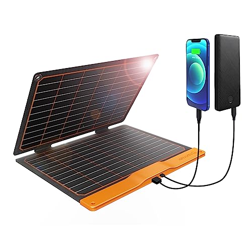 20W Solar Ladegerät, Flexsolar Solarpanel Faltbar 2-Port(USB-A,USB-C) Solarpanel,Tragbares, leichtes ETFE-Notfallpanel,IP67wasserdicht, Wandern, Camping, für Handys Akkus Tablets Powerbank