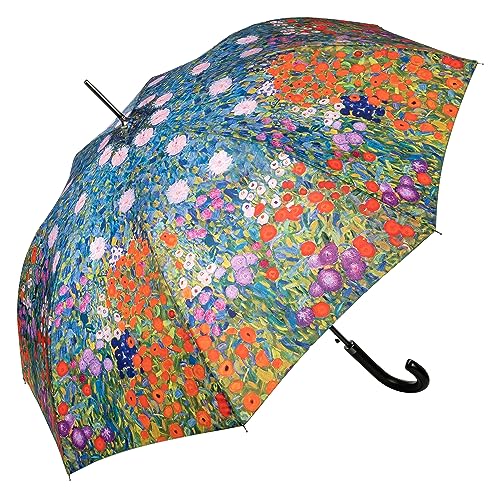 VON LILIENFELD Regenschirm Gustav Klimt: Bauerngarten Auf-Automatik Damen Kunst Stockschirm Stabil